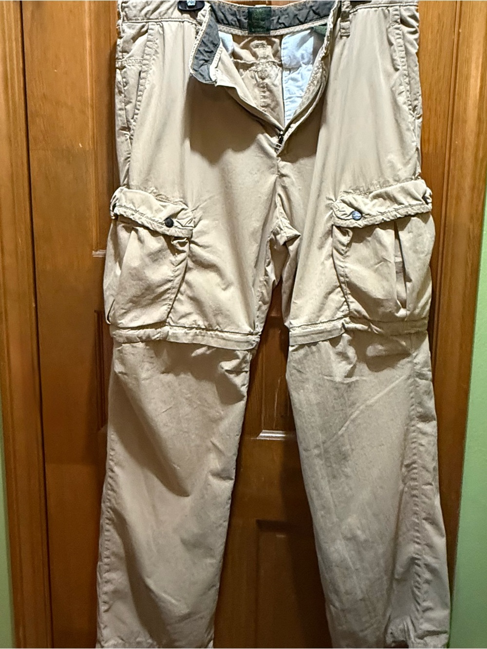 Men's Tan Timberland  Five Pocket Convertible Cargo Pants to Shorts
